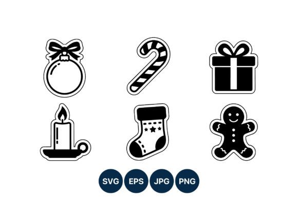 Black and White Christmas Holiday Illustrations for Digital Sellers
