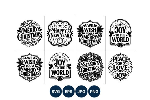 Christmas and New Year Holiday Phrases Illustrations: A Crafters' Guide