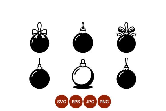 Christmas Ball Ornaments Black White Illustrations for Local Business Branding