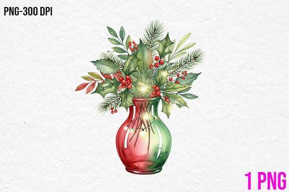 Christmas Floral Vase Clipart: A Versatile Freebie for Festive Branding