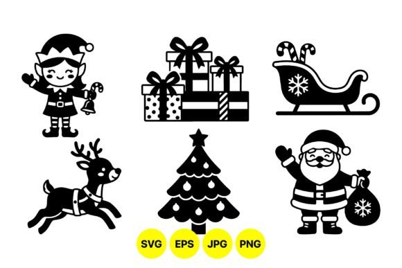 Christmas Holiday SVG Icons Set and Illustrations