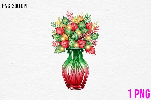 Christmas Holly Vase Clipart for Real Crafting and Illustrations