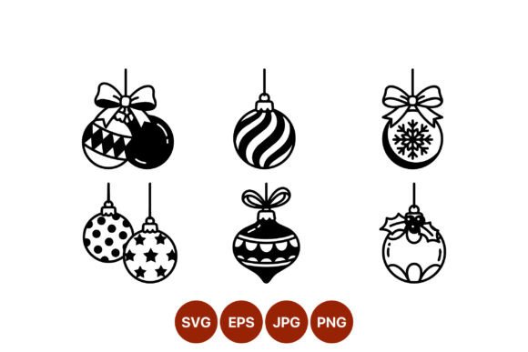 Christmas Ornaments Black White Vector: A Refined Illustration for Content Design