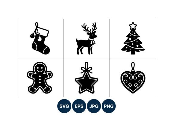 Christmas Silhouette Icons Set: A Versatile Illustrations Pack for Digital Sellers