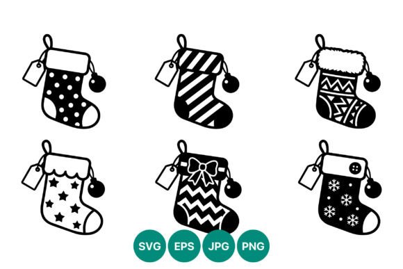 Christmas Stockings Vector Set Black and for Real Crafting