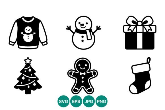 Christmas Sweater Snowman Icons: Festive Illustrations for Handmade Creations