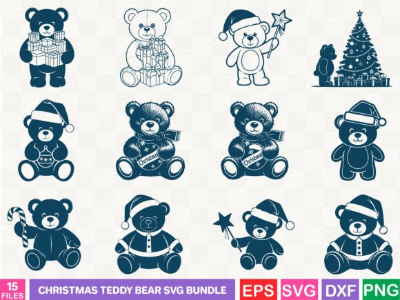 Christmas Teddy Bear SVG Bundle: A Festive Illustration for Local Business Branding