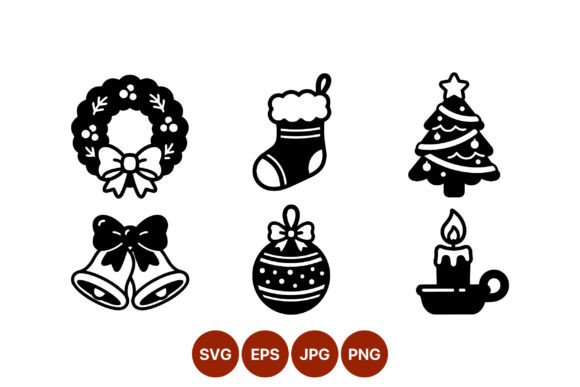 Christmas Wreath Stocking Tree Bell Illustrations for Holiday Campaigns