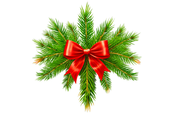 Christmas Wreath with a Red Ribbon PNG: A Versatile Illustration for Seasonal Branding
