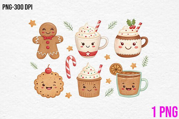 Cute Christmas Treats Clipart Set for Embroidery Projects
