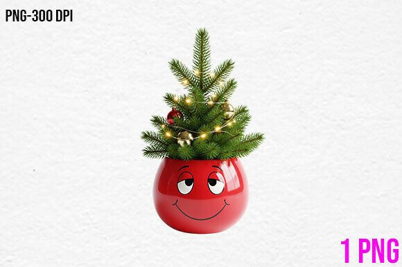 Cute Christmas Tree Pot PNG Clipart for Handmade Holiday Projects