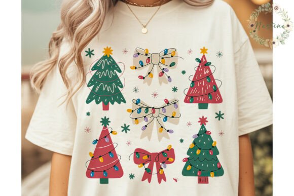 Festive Christmas Trees Bows PNG Clipart: A Practical Illustration for Creative Sellers