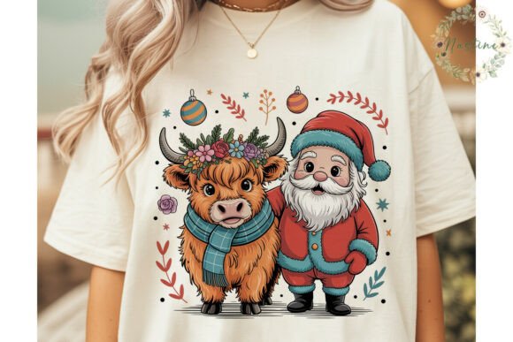 Highland Cow Santa Christmas Illustrations for Local Business Branding