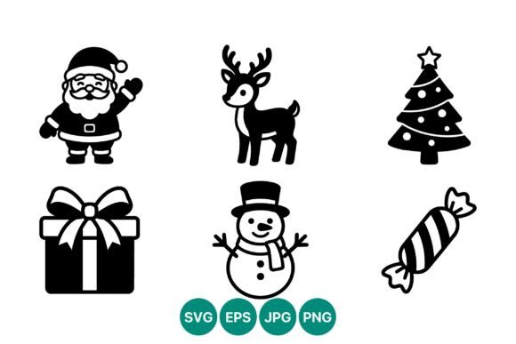 Line Art Christmas Icon Set with Santa: A Versatile Illustration Asset for Seasonal Design Projects