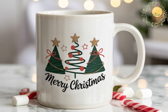 Merry Christmas Trees Sublimation Design