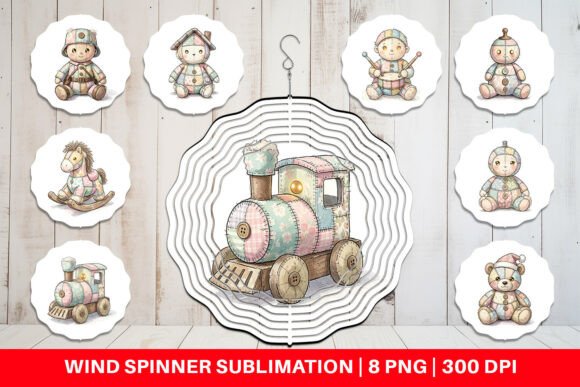 Patchwork Christmas Toy Wind Spinner PNG: A Festive Graphic Design Asset for Local Business Branding