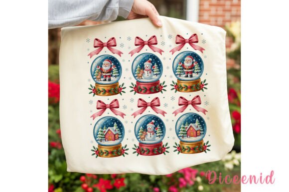 Pink Christmas Snow Globe Clipart and Illustrations