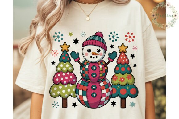 Quilted Snowman Christmas PNG Clipart: A Festive Illustration for Creative Sellers