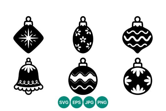 Six Black and White Christmas Ornament: A Timeless Graphic Design Asset for Modern Marketing