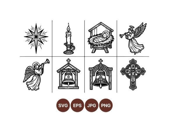 Vintage Christmas Nativity Clipart: A Timeless Illustration for Holiday Branding